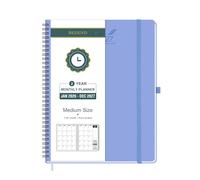 BEZEND Month to View Diary 2026-2027 with Notes (Jan 26 - Dec 27), Monthly Planner 23.4 x 19.6cm - 120 GSM Thick Paper, 2 Year Spiral Calendar with Tabs & Storage Pockets, Soft Cover, Cornflower