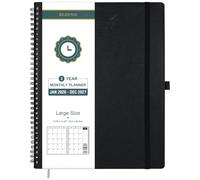 BEZEND Month to View Diary 2026-2027 with Notes (Jan 26 - Dec 27), Monthly Planner 28.5 x 22.5cm - 120 GSM Thick Paper, 2 Year Spiral Calendar with Tabs & Storage Pockets, Soft Cover, Black