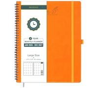 BEZEND Month to View Diary 2026-2027 with Notes (Jan 26 - Dec 27), Monthly Planner 28.5 x 22.5cm - 120 GSM Thick Paper, 2 Year Spiral Calendar with Tabs & Storage Pockets, Soft Cover, Orange