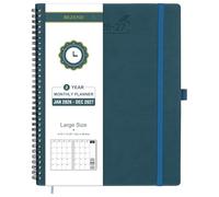 BEZEND Month to View Diary 2026-2027 with Notes (Jan 26 - Dec 27), Monthly Planner 28.5 x 22.5cm - 120 GSM Thick Paper, 2 Year Spiral Calendar with Tabs & Storage Pockets, Soft Cover, Dark Green