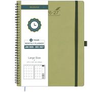 BEZEND Month to View Diary 2026-2027 with Notes (Jan 26 - Dec 27), Monthly Planner 28.5 x 22.5cm - 120 GSM Thick Paper, 2 Year Spiral Calendar with Tabs & Storage Pockets, Soft Cover, Kiwi