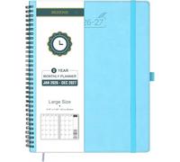 BEZEND Month to View Diary 2026-2027 with Notes (Jan 26 - Dec 27), Monthly Planner 28.5 x 22.5cm - 120 GSM Thick Paper, 2 Year Spiral Calendar with Tabs & Storage Pockets, Soft Cover, Sky Blue