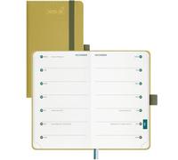 BEZEND Pocket Diary 2025-2026 Small Week to View A6 with 2 Columns, 18-Month runs Mid Year Jul' 25 - Dec' 26, Slim Weekly Planner with Pen Holder, 15.5 x 9 cm, PU Leather Hardback, Mustard