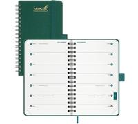 BEZEND Pocket Diary 2025-2026 Small Week to View A6 with 2 Columns, 18-Month runs Mid Year Jul' 25 - Dec' 26 Spiral Bound, Slim Weekly Planner with PU Leather Softcover, 15.5 x 9 cm, Evergreen