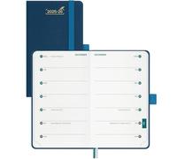 BEZEND Pocket Diary 2025-2026 Small Week to View A6 with 2 Columns, 18-Month Runs Mid Year Jul' 25 - Dec' 26, Slim Weekly Planner with Pen Holder, 15.5 x 9 cm, PU Leather Hardback, Prussian Blue