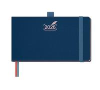 BEZEND Pocket Diary 2026 Landscape Week to View Slim 9 x 16.5 cm, Small 2026 Weekly & Monthly Planner with Hourly Time Slots, Rose Gold Paper Edge, PU Leather Hardback, Prussian Blue