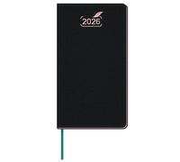 BEZEND Pocket Diary 2026 Month to View Softcover, 14 Months runs from Dec 25 to Jan 27, Slim Monthly Planner with Note Pages, Rose Gold Paper Edge & Vegan Leather, 16.8 x 9.5 cm, Black