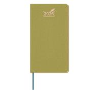 BEZEND Pocket Diary 2026 Month to View Softcover, 14 Months runs from Dec 25 to Jan 27, Slim Monthly Planner with Note Pages, Rose Gold Paper Edge & Vegan Leather, 16.8 x 9.5 cm, Mustard