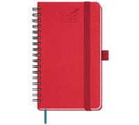 BEZEND Pocket Diary 2026 Slim Week to View Spiral Bound (Jan-Dec 26) 15.5 x 9 cm - A6 Small Weekly Planner 26 with Inner Pocket & PU Leather Softcover - Red