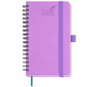 BEZEND Pocket Diary 2026 Slim Week to View Spiral Bound (Jan-Dec 26) 15.5 x 9 cm - A6 Small Weekly Planner 26 with Inner Pocket & PU Leather Softcover - Lavender