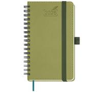 BEZEND Pocket Diary 2026 Slim Week to View Spiral Bound (Jan-Dec 26) 15.5 x 9 cm - A6 Small Weekly Planner 26 with Inner Pocket & PU Leather Softcover - Kiwi