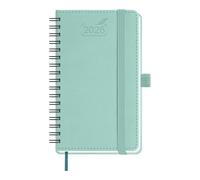 BEZEND Pocket Diary 2026 Slim Week to View Spiral Bound (Jan-Dec 26) 15.5 x 9 cm - A6 Small Weekly Planner 26 with Inner Pocket & PU Leather Softcover - Mint Green
