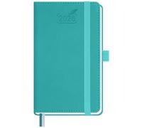 BEZEND Pocket Diary 2026 Small Week to View Full Year 15.5 x 9 cm - A6 Slim Weekly Planner 26 with Inner Pocket, Pen Holder & PU Leather Hardback - Turquoise