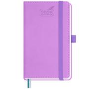 BEZEND Pocket Diary 2026 Small Week to View Full Year 15.5 x 9 cm - A6 Slim Weekly Planner 26 with Inner Pocket, Pen Holder & PU Leather Hardback - Lavender