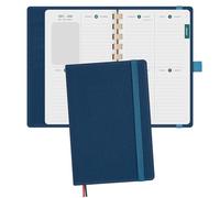 BEZEND Pocket Diary 2026 Week to View (17 x 11.3 cm) Spiral, Small Weekly Planner from Jan to Dec 26, Appointment Diary with Card Slots & Refillable Vegan Leather Soft Cover, Prussian Blue