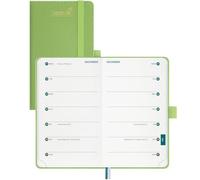 BEZEND Pocket Diary 2026 Week to View with 2 Columns (Jul 25-Dec 26), A6 15.5 x 9 cm. 18-Month Slim Weekly Planner with Dual Schedule, Inner Pocket & Pen Holder, PU Leather Hardback, Fruit Green