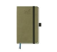 BEZEND Pocket Diary 2027 A6 Horizontal Week to View Hardback 15.5 x 9 cm. Slim Weekly Planner with Pen Holder & Inner Pocket, Portable Appointment Diary for Work Travel Home, Vegan Leather, Kiwi