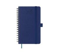 BEZEND Pocket Diary 2027 A6 Week to View Spiral 15.5 x 9 cm. Horizontal Weekly Planner with Pen Holder & Inner Pocket, Slim Appointment Diary for Work Travel Home, Vegan Leather Softcover, Blueberry