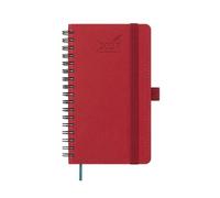 BEZEND Pocket Diary 2027 A6 Week to View Spiral 15.5 x 9 cm. Horizontal Weekly Planner with Pen Holder & Inner Pocket, Slim Appointment Diary for Work Travel Home, Vegan Leather Softcover, Red
