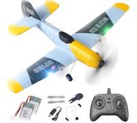 BEZGAR 3 Channel RC Plane, 6-axis Gyro Remote Control Airplane Fighter Toys with Colorful LED Navigation Lights & 2 Batteries, Easy Control for Adults Kids Beginners