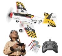 BEZGAR 3 Channel RC Plane, 6-axis Gyro Remote Control Airplane Fighter Toys with Colorful LED Navigation Lights & 2 Batteries, Easy Control for Adults Kids Beginners, HQ089 Yellow