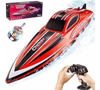BEZGAR Brushless RC Boat, Fast Speed 55+ KPH Remote Control Boats for Adults and Kids, 16 inch Big Racing Boats Toy for Pool Lakes & Sea with 2000mAh Battery, Waterproof Boat Boys