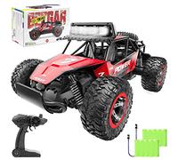 BEZGAR TB141 Remote Control Cars - 1:14 Scale RC Car, 2WD 20KM/H All-Terrains Toy Off Road Vehicle Monster Truck with Two Rechargeable Batteries for Boys Kids Adults and Girls, Red