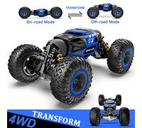BEZGAR TD141 Remote Control Cars - 1:14 Scale RC Car, 4WD Transform 15 KM/H All Terrains Twist RC Stunt Car, Toy Vehicle with Rechargeable Battery for Boys Kids Girls