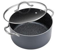 BEZIA 12 Quart Cooking Pot, Large Non Stick Induction Stock Pots with Lid, All Stove Compatible, 12 QT Aluminum Soup/Stew Pot For Big Gatherings, Grey
