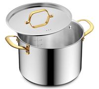 BEZIA 8 Quart Stainless Steel Stockpot with Lid, Induction Compatible Cooking Pots, Triple-Layer Bottom for Even Heat, Pasta & Soup Pot for Cooking, Boiling, Stewing, Dishwasher Safe