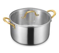 BEZIA 8 Quart Tri-Ply Stainless Steel Pot, Stockpot with Tempered Glass Lid, Exceptional Heat Distribution, Induction Pot, Induction Cooking Pot for All Stoves, Dishwasher Safe, Silver