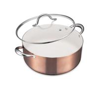 BEZIA Large 8 Quart Nonstick Cooking Pot with Lid, Induction Stock Pot, Soup Pot for All Stovetops, Non-toxic and Oven Safe, PFOA PFAS Free, Golden