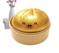 Bezijhr 2 Pieces Glitter Dumpling Toy, 9.5x7cm Colorful Dumpling Glitter, Jumbo Dumplings Toy With Steamer Box, Rainbow Dumplings Stress Ball, Soft Squeeze Buns Stress For Home