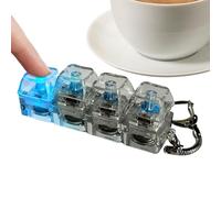 Bezijhr 2Packs 4 Button Keyboard Fidget Toy, 7.5x3x2cm PC Keyboard Fidget Keychain Light Up, Funny Fidgets Keyring With LED Light, Finger Keyboards Caps Toy Toys For Bag & Key