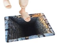 Bezijhr 3D Trap Optical Illusion Area Rug, Brick Bottomless Hole Area Rug, Funny Optical Illusion Front Door Mat Carpet, Crystal Velvet Non-Slip Floor Mats For Living Room Entrance Playroom