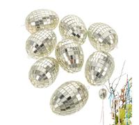 Bezijhr 8 Pieces Reflective Glass Ball Easter Egg, 4x6cm Easter Hanging Mirror Ball Ornament, Disco Eggs Mixed Colors Decorative Mirror Orbs For Easters Tree And Party Decorations