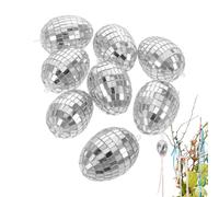 Bezijhr 8 Pieces Reflective Glass Ball Easter Egg, 4x6cm Easter Hanging Mirror Ball Ornament, Disco Eggs Mixed Colors Decorative Mirror Orbs For Easters Tree And Party Decorations