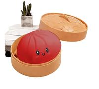 Bezijhr Glitter Dumpling Toy, 8.5cm Glitter Dumpling Squeeze, Colorful Dumplings Stress Ball With Steamer Box, Rainbow Dumplings Stress Ball, Soft Squeeze Buns Stresses Toys For Home Office