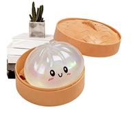 Bezijhr Glitter Dumpling Toy, 8.5cm Glitter Dumpling Squeeze, Colorful Dumplings Stress Ball With Steamer Box, Rainbow Dumplings Stress Ball, Soft Squeeze Buns Stresses Toys For Home Office