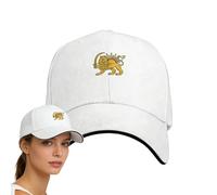 Bezijhr Iran Flag Cap, 25x16x10cm Make Iran Great Hat, Iranian Persian Flag Cap, Iranian Persian Flags Caps, Adjustable Breathable Trucker Hat with Lions and Sun Design for Daily Commute White
