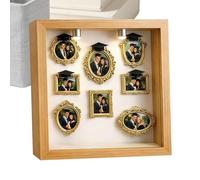 Bezijhr Mini Museum Silhouette Box, 25x25cm Wooden Diy 3d Shadow Box Frame Kit, Shadow Boxes Frame Kit With Lights, 8 Photo Frames & 6 Bachelor's Hats, Figurines Frames Decoration For Home Bedroom