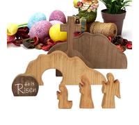 Bezijhr The Empty Tomb Easter Scene And Cross,wooden Resurrection Scene Cross Easter Tomb Set, Religious Easters Tombs Display Set, Handcrafted Easters Decorations For Farmhouse Mantle Shelf Cabinet
