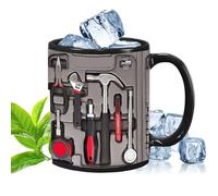 Bezijhr Tool Cup, 9.8 x 8 cm Ceramic Mechanic Tool Box Cup, Mechanical Coffee Cup, Photo Print Toolbox Gift with Handle for Engineers, Men, Him, Dad