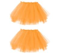 Bezioner 2PCS Tutu Skirts for Women, Adult Tulle Tutu Skirt Teens Festival Outfit Halloween Party Costume Classic Elastic 5 Layered Fancy Dress Orange 2PCS