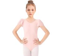 Bezioner Ballet Leotard for Girls,Gymnastics Leotards Puff Sleeve Dance Outfit for Kids Pink 100