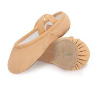 Bezioner Ballet Slippers for Girls Highly Elastic Girls Ballet Shoes Split Sole Dance Shoes for Toddler/Kid/Women Beige 2 UK=EU 34