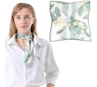 Bezioner Silk Scarf 100% Mulberry Silk Head Scarf 68cm Square Neck Scarves Printed Sleeping Bandana for Women Light Blue