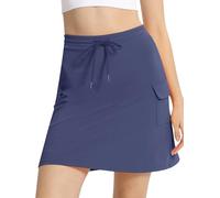 Bezioner Women's Tennis Golf Skirts Knee Length Skorts for Woman High Waisted Athletic Skirt with 4 Pockets & Inner Shorts for Workout Sports Navy Blue L