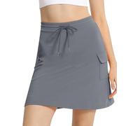 Bezioner Women's Tennis Golf Skirts Knee Length Skorts for Woman High Waisted Athletic Skirt with 4 Pockets & Inner Shorts for Workout Sports Grey L