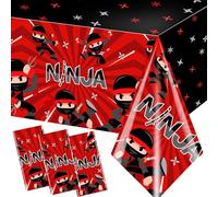Bezkega 3pcs Ninja Birthday Tablecloths,Ninja Birthday Party Decoration Karate Theme Table Covers Waterproof Rectangle for Kid Master Birth-Day Party Supplies